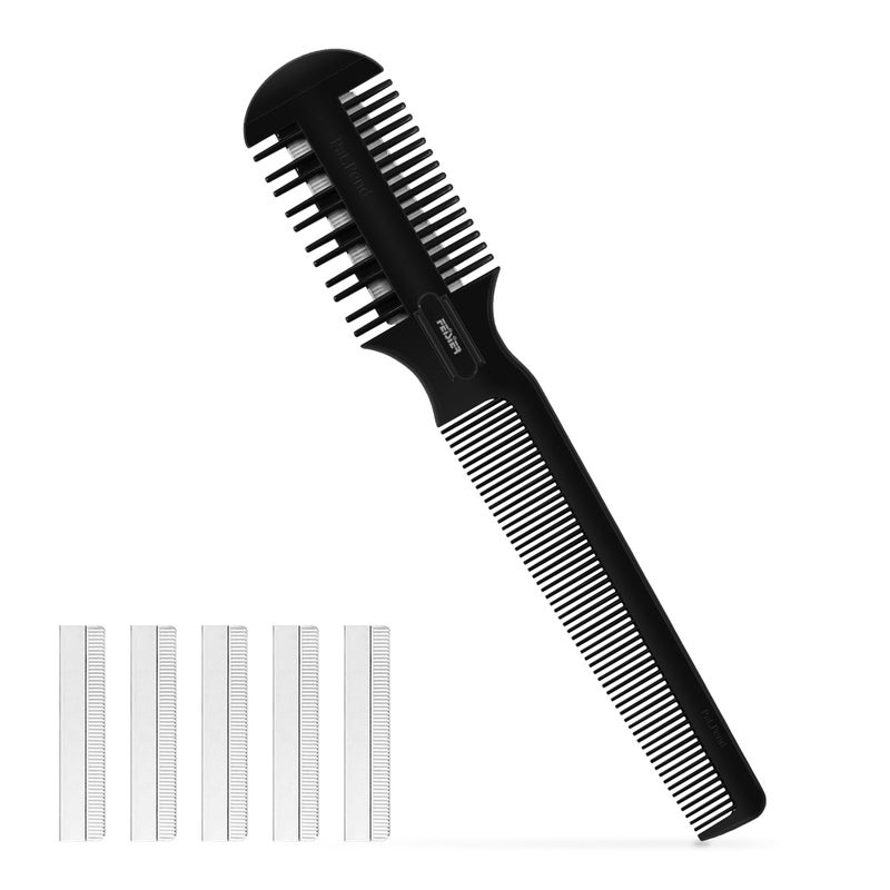 FEISIER Hair Cutting Comb - Double Edge Razor for Thin and Thick Hair Trimming and Styling with 5 PCS Spare Blades - Image 1