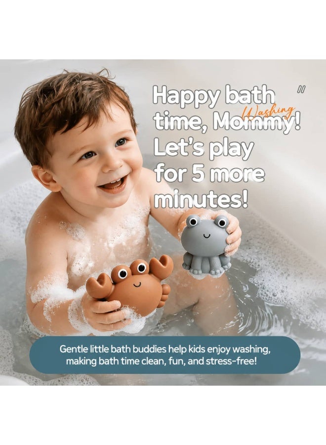 رُوراوندْ RooRound ألعاب استحمام أطفال خالية من العفن، مجموعة حيوانات بحرية عائمة مغلقة بالكامل بدون فتحات مع شبكة صيد القرش، ألعاب معتمدة خالية من مادة BPA للرضع من عمر 6 أشهر فما فوق (شبكة صيد و 12 قطعة حيوانات استحمام مغلقة بالكامل) - Image 5