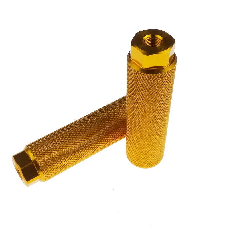 Zelerdo 2 Pairs Aluminum Alloy Bike Pegs For Mountain Bike Cycling Rear Stunt Pegs Fit 3/8 Inch Axles (Pure Yellow  100X28 Mm) - Image 2