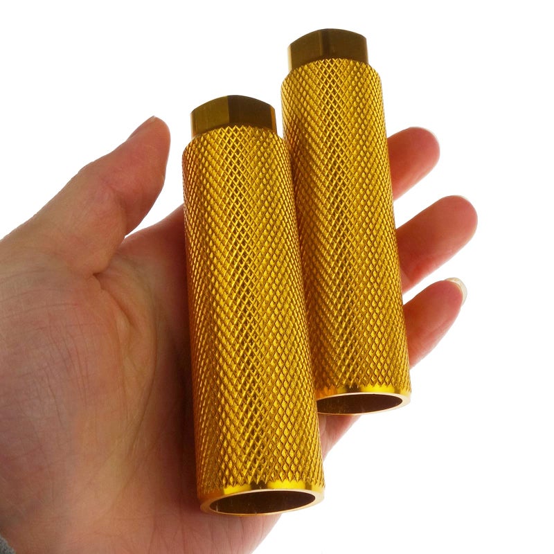 Zelerdo 2 Pairs Aluminum Alloy Bike Pegs For Mountain Bike Cycling Rear Stunt Pegs Fit 3/8 Inch Axles (Pure Yellow  100X28 Mm) - Image 5