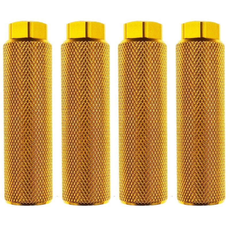Zelerdo 2 Pairs Aluminum Alloy Bike Pegs For Mountain Bike Cycling Rear Stunt Pegs Fit 3/8 Inch Axles (Pure Yellow  100X28 Mm) - Image 1