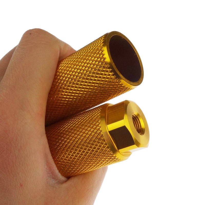 Zelerdo 2 Pairs Aluminum Alloy Bike Pegs For Mountain Bike Cycling Rear Stunt Pegs Fit 3/8 Inch Axles (Pure Yellow  100X28 Mm) - Image 4