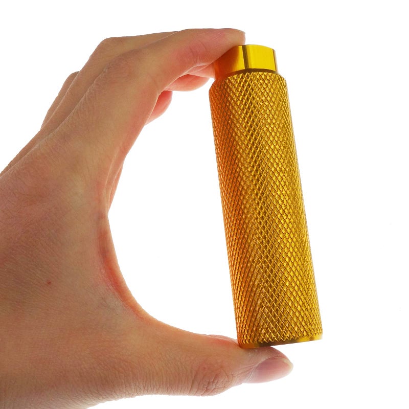 Zelerdo 2 Pairs Aluminum Alloy Bike Pegs For Mountain Bike Cycling Rear Stunt Pegs Fit 3/8 Inch Axles (Pure Yellow  100X28 Mm) - Image 3
