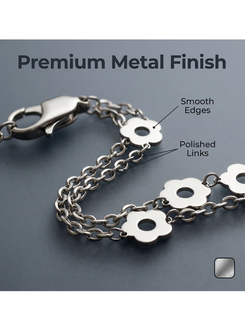 Universal Phone Lanyard, Metal Cell Phone Chain Crossbody Strap Anti-Theft Detachable Women Cellphone Lanyards Around The Neck with Patches for iPhone, Most Smartphones - Silver - Image 3