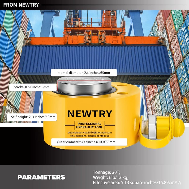 NEWTRY 20 Ton Low Profile Hydraulic Ram Jack - Image 4