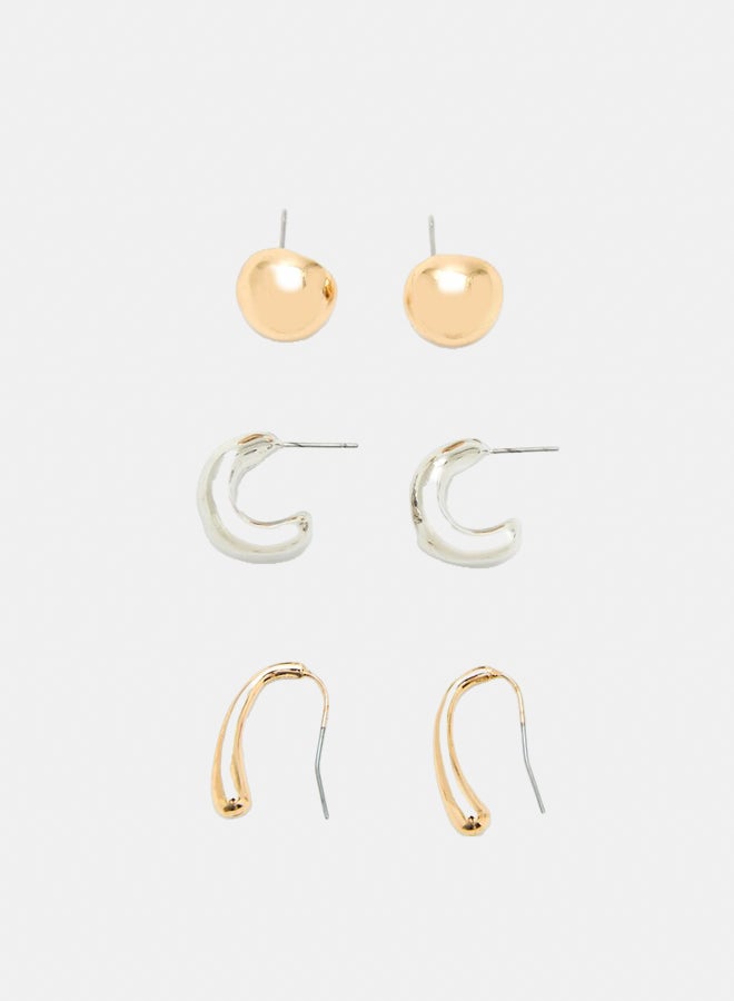 FOREVER 21 Stud & Geo Hoop Earring Set  - Image 1