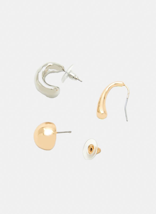 FOREVER 21 Stud & Geo Hoop Earring Set  - Image 3