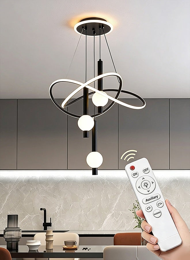 أبيكس الحديثة الحد الأدنى LED قلادة الضوء مع تأثير تغيير 3 ألوان - تصميم الألومنيوم الأنيق لغرفة المعيشة وغرفة النوم ومنطقة الطعام ومدخل - مصباح السقف القابل للتخفيف ، لا يتضمن مفتاح الجدار ، المصابيح لغرفة المعيشة - Image 1