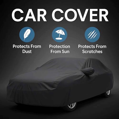 Sulfar 100% Water Resistant Car Body Cover Compatible with Mirror for Maruti Suzuki Celerio (Triple Stitched, Full Bottom Elastic, Dark Grey) - Image 4