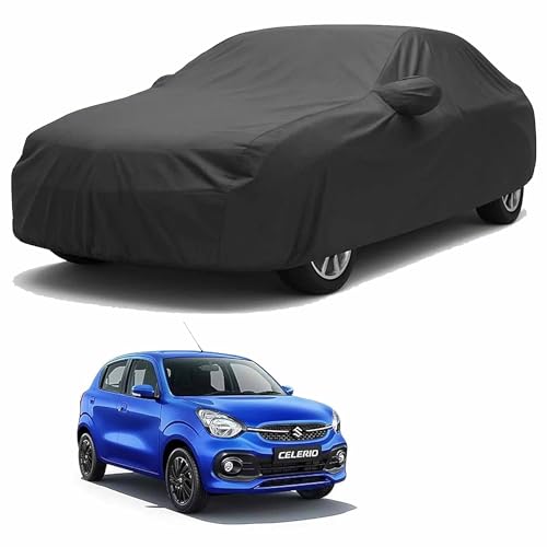 Sulfar 100% Water Resistant Car Body Cover Compatible with Mirror for Maruti Suzuki Celerio (Triple Stitched, Full Bottom Elastic, Dark Grey) - Image 1