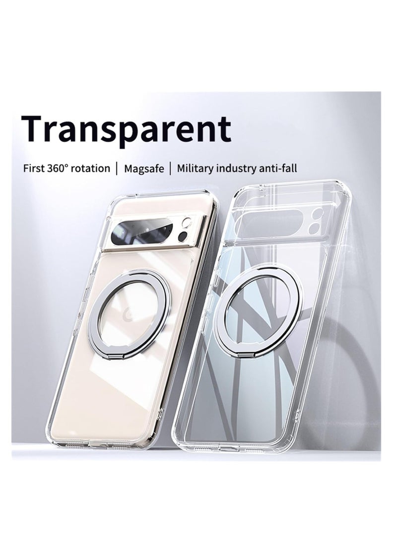 Aookay Magnetic Case for Google Pixel 9 Pro XL with Ring Stand, Ultra-Thin Clear Soft TPU Shell, Anti-Yellowing Anti-Scratch Shockproof Protective Case (Clear)  - Image 2