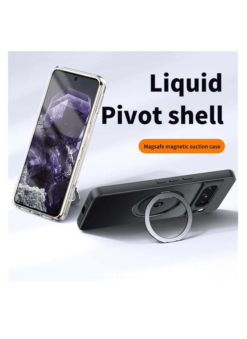 Magnetic Case for Google Pixel 9 Pro XL with Ring Stand, Ultra-Thin Clear Soft TPU Shell, Anti-Yellowing Anti-Scratch Shockproof Protective Case (Clear)