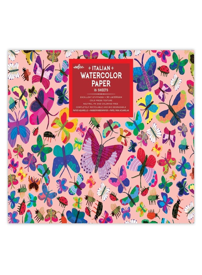 eeBoo Butterflies Watercolor Pad - 16 Sheets, 9.5" x 6.5", 90 LB / 200 GSM