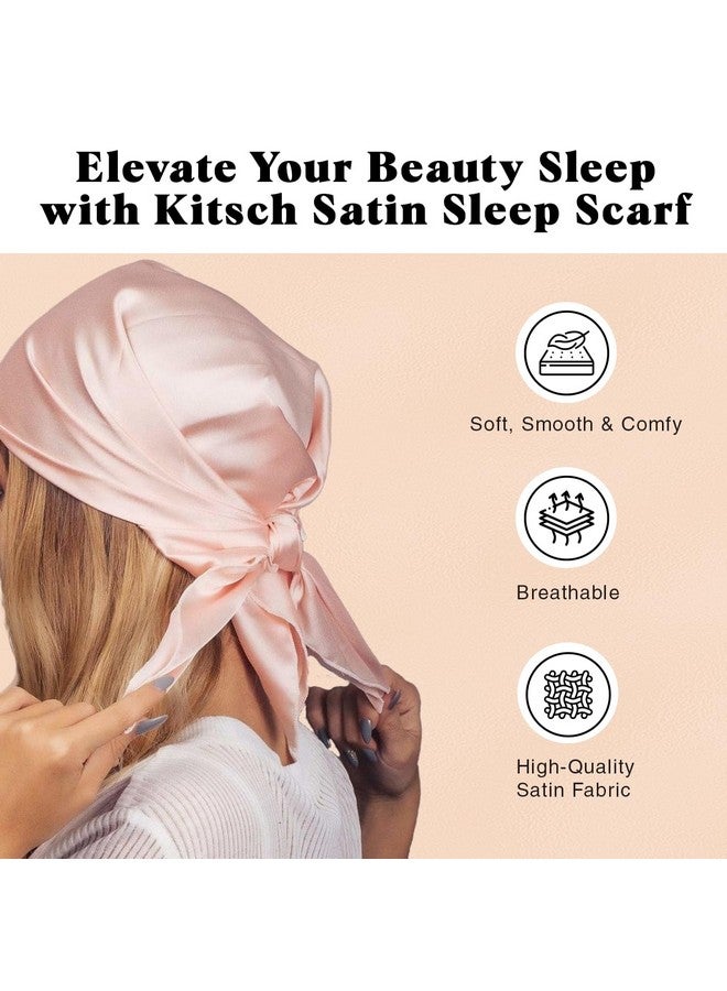 Kitsch Kitsch Multi-way Satin Head Scarf for Women -Soft Silk Scarf, Head Wrap for Sleeping, Pink Hair Scarf for Women's Hair, Elegant Head Coverings for Women, Silk Bandana for Hair Wrapping at Night, Blush - Image 4