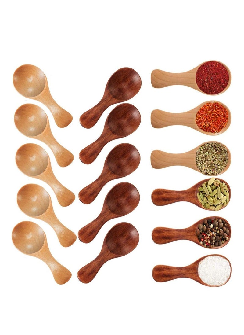 Oasisgalore 10 Pack Mini Wooden Salt Spoons, Short Handle for Jars, Spices, Condiments, Seasonings.  - Image 1