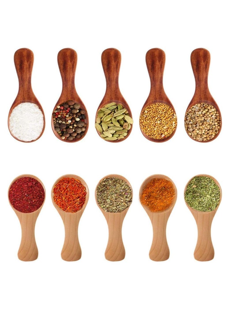 Oasisgalore 10 Pack Mini Wooden Salt Spoons, Short Handle for Jars, Spices, Condiments, Seasonings.  - Image 4