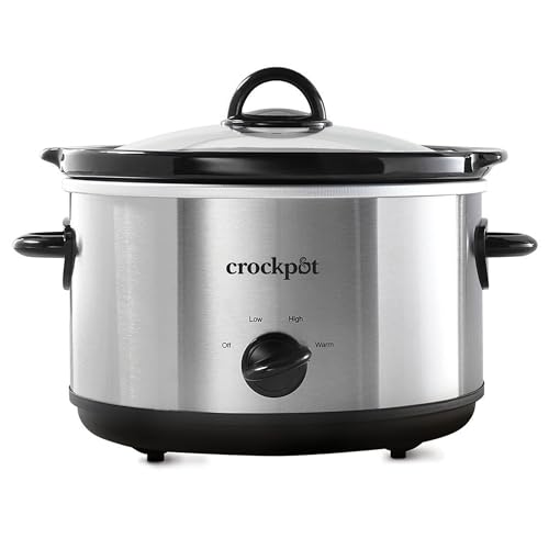Crock-Pot 4.5 Quarts Manual Design Series Slow Cooker with 3 Manual Heat Settings Cooks Meals for 4 Plus People with Removable Stoneware Bowl, Silver - Image 1