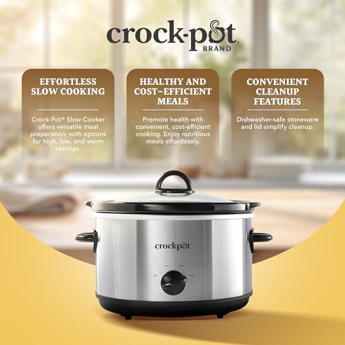 Crock-Pot 4.5 Quarts Manual Design Series Slow Cooker with 3 Manual Heat Settings Cooks Meals for 4 Plus People with Removable Stoneware Bowl, Silver - Image 5