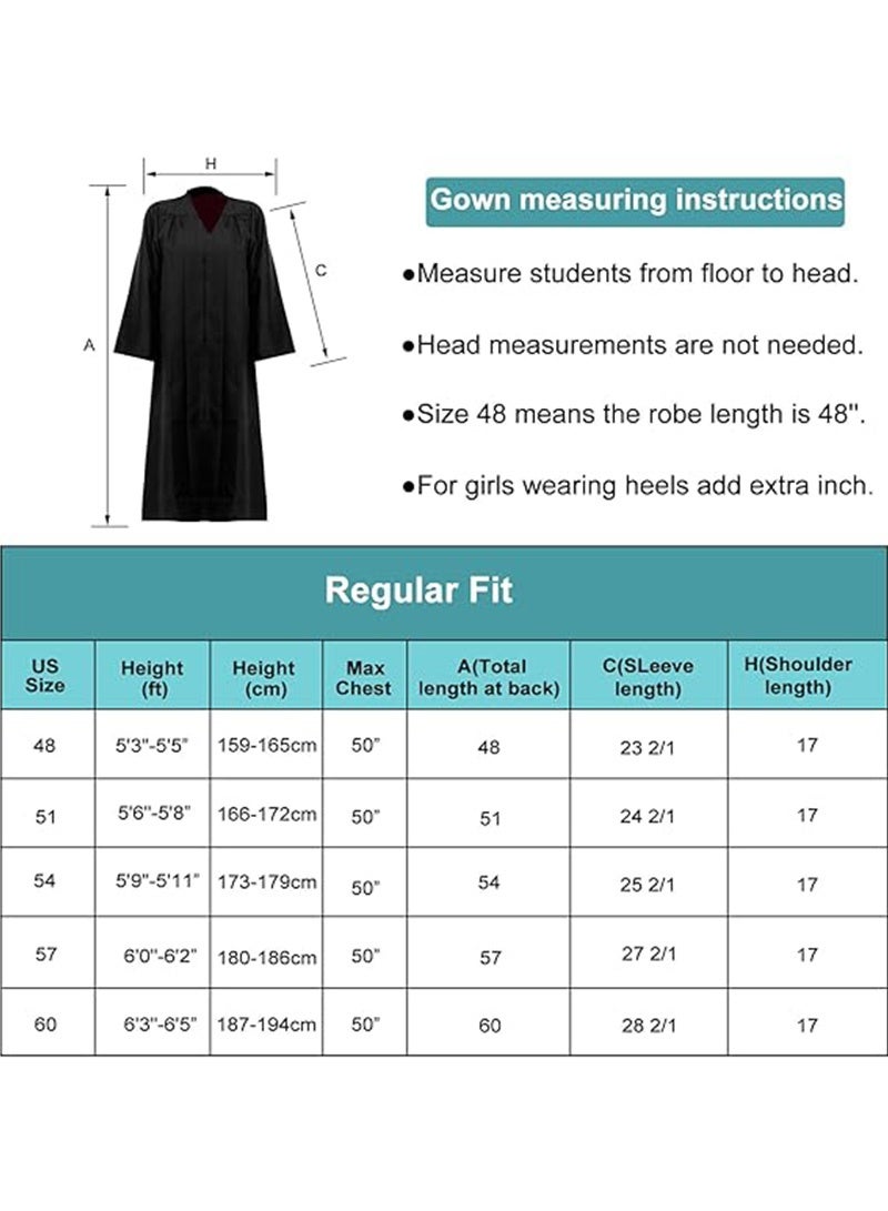 Graduation Gown 2025, Graduation Cap, Year Charm, Top Hanging Tassel and Gold Stole, Graduation Decorations Costume Set(Black, Size:48)