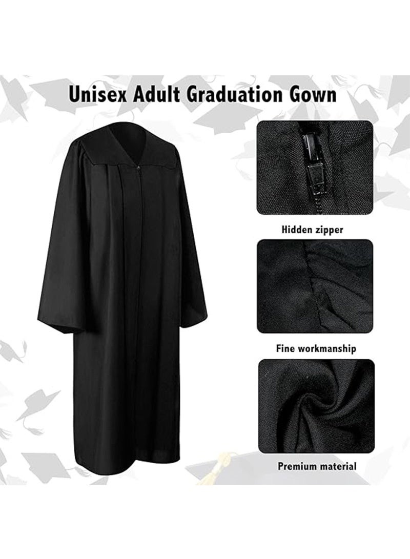 Graduation Gown 2025, Graduation Cap, Year Charm, Top Hanging Tassel and Gold Stole, Graduation Decorations Costume Set(Black, Size:48)