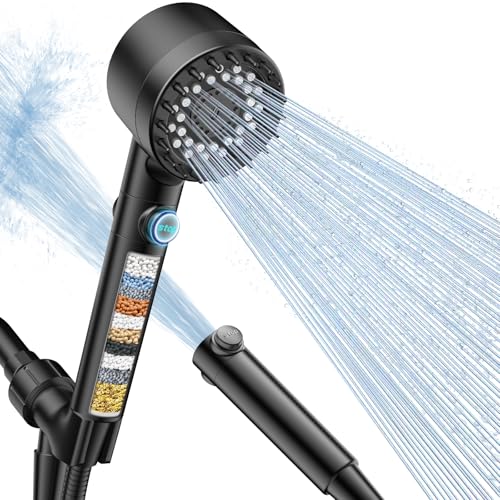 FEELSO Filtered Shower Head with Handheld, High Pressure 4 Spray Showerhead with Filters & Upgraded Anti-clog Nozzles for Hard Water -Remove Chlorine, Reduce Dry Itchy Skin -ON/OFF Switch for Pet Bath - Image 1