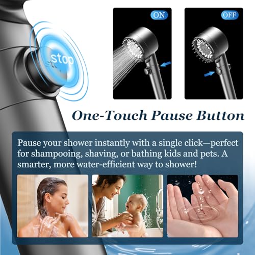 FEELSO Filtered Shower Head with Handheld, High Pressure 4 Spray Showerhead with Filters & Upgraded Anti-clog Nozzles for Hard Water -Remove Chlorine, Reduce Dry Itchy Skin -ON/OFF Switch for Pet Bath - Image 5
