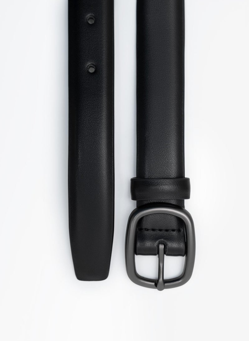 Lichi Slim leather belt with oval buckle - Image 3