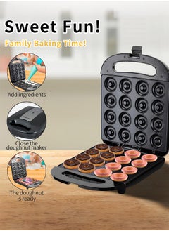 sokany Mini Donut Maker,1200W Non-Stick Coating Plate,Double-Sided Heating Makes 16 Doughnuts for Kid Breakfast, Snacks, Maker Nuts or Vegan Donuts,SK-08023  - Image 2