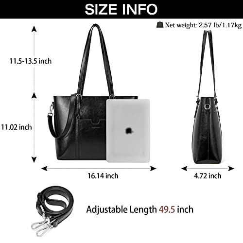 BOSTANTEN Women Leather Laptop Tote Office Shoulder Handbag Vintage Briefcase 15.6 inch Computer Work Purse - Image 5