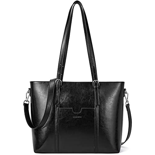 BOSTANTEN Women Leather Laptop Tote Office Shoulder Handbag Vintage Briefcase 15.6 inch Computer Work Purse - Image 1