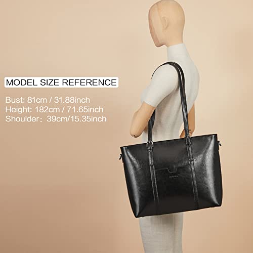 BOSTANTEN Women Leather Laptop Tote Office Shoulder Handbag Vintage Briefcase 15.6 inch Computer Work Purse - Image 2