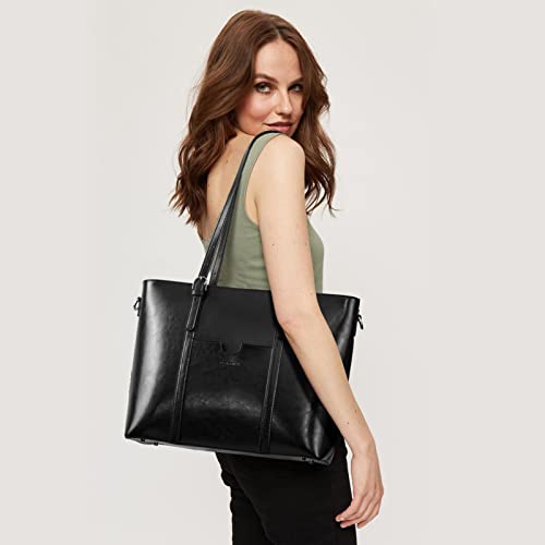 BOSTANTEN Women Leather Laptop Tote Office Shoulder Handbag Vintage Briefcase 15.6 inch Computer Work Purse - Image 3