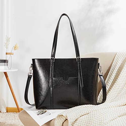 BOSTANTEN Women Leather Laptop Tote Office Shoulder Handbag Vintage Briefcase 15.6 inch Computer Work Purse - Image 4
