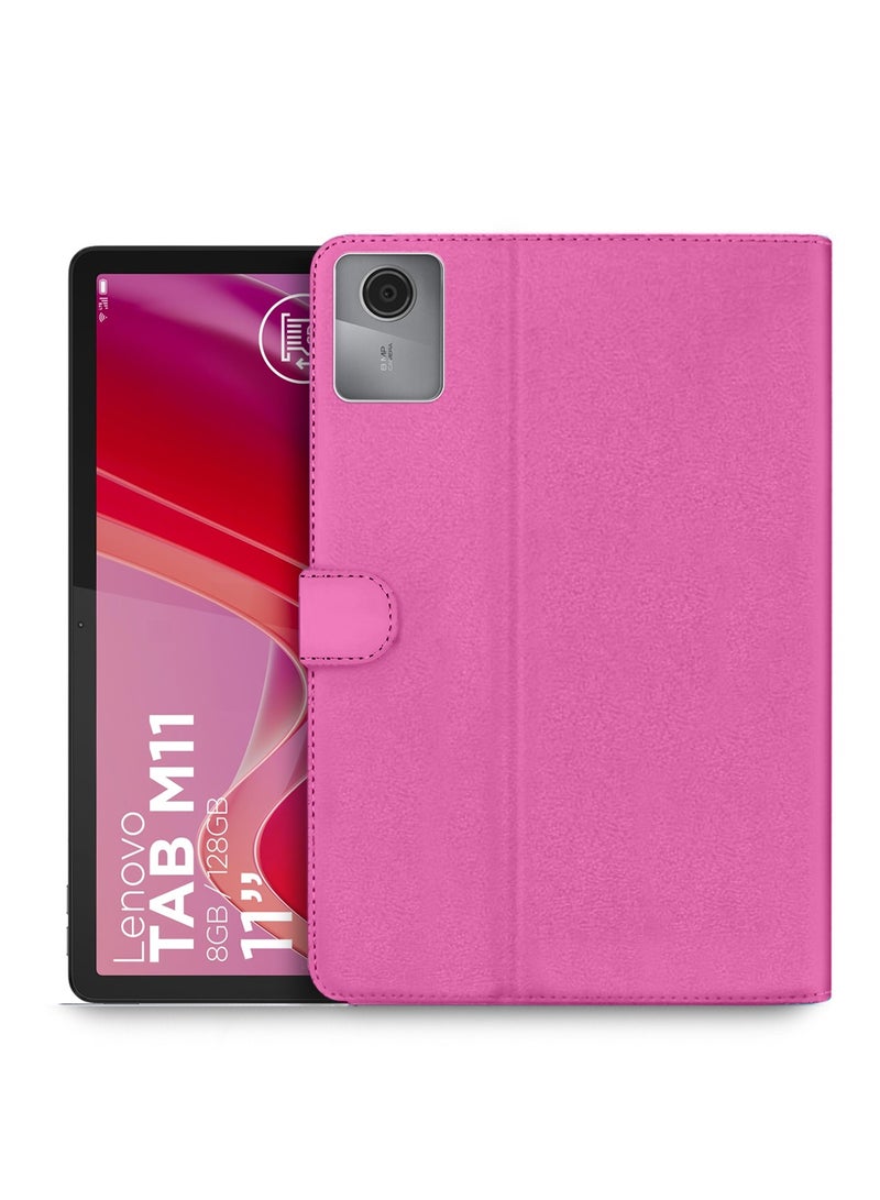OMAKER Lenovo Tab M11 2024 (11 inch) PU Leather Magnetic Closure Flip Case Cover (TCFPSR) - Pink - Image 1
