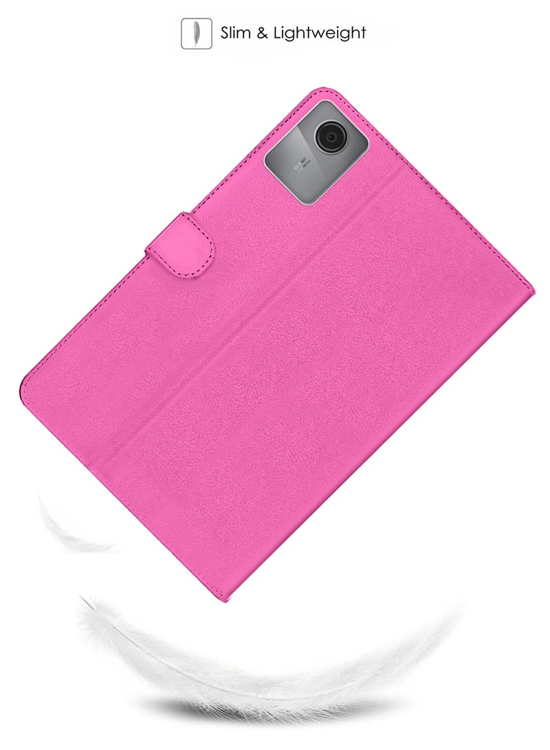 OMAKER Lenovo Tab M11 2024 (11 inch) PU Leather Magnetic Closure Flip Case Cover (TCFPSR) - Pink - Image 2