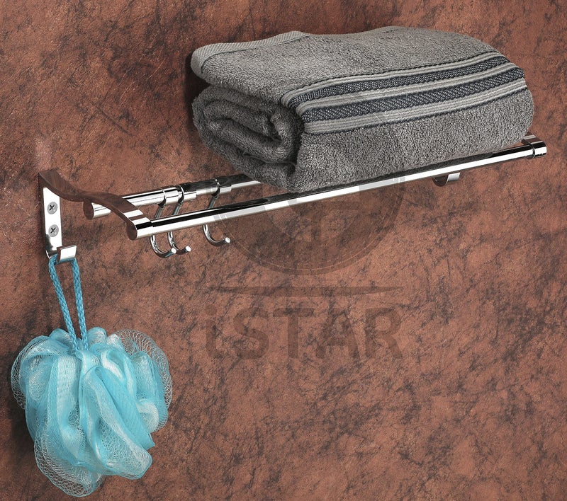 iSTAR New Look Double Rod Towel Rod Silver Towel Holder 24 inch Longer 2 Bar Towel Rod, Stainless Steel - Image 1