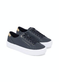 TOMMY HILFIGER Women's Essential Metallic Heel Lace-Up Trainers -  Mixed upper: leather, nylon, polyurethane, Blue  - Image 2
