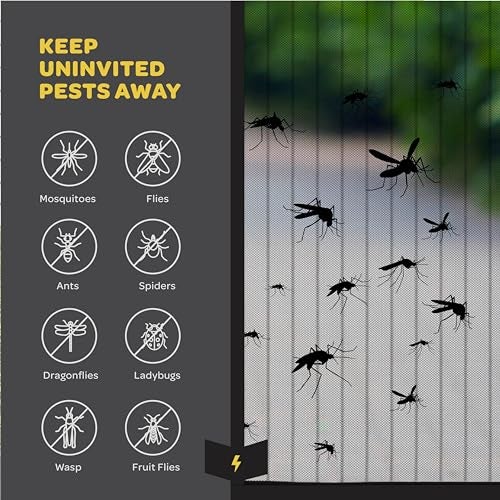 SEWANTA Magnetic Screen Door, Hands-Free Kid/Pet-Friendly Walk Through - Self Magnetic Closure Screen Door Mesh, Stay-Open Option with Buckles - Keeps Bugs Out Lets Breeze in, Fits Door Size (39.4" x 82.7") - Image 4
