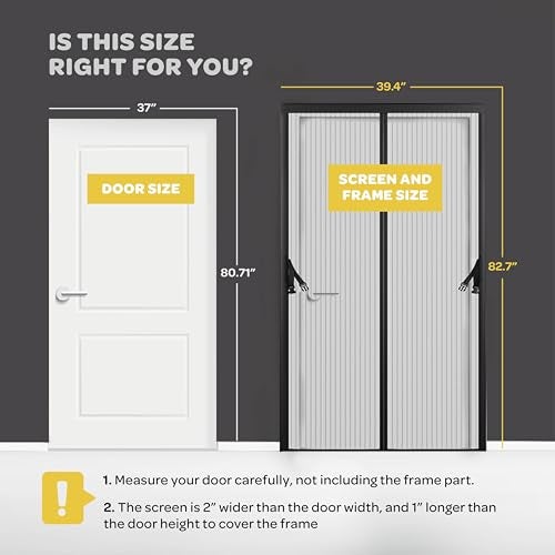 SEWANTA Magnetic Screen Door, Hands-Free Kid/Pet-Friendly Walk Through - Self Magnetic Closure Screen Door Mesh, Stay-Open Option with Buckles - Keeps Bugs Out Lets Breeze in, Fits Door Size (39.4" x 82.7") - Image 3
