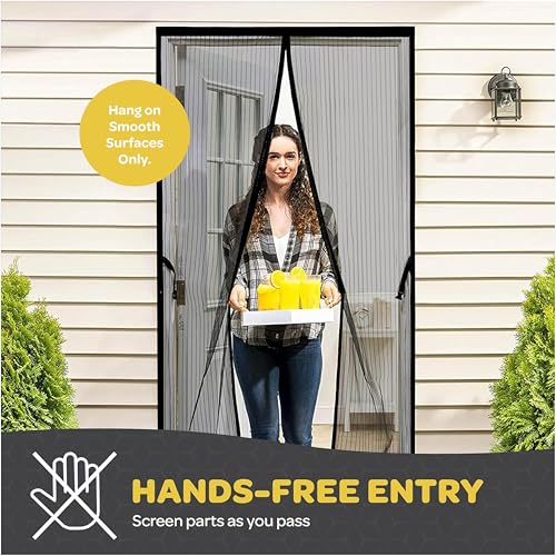 SEWANTA Magnetic Screen Door, Hands-Free Kid/Pet-Friendly Walk Through - Self Magnetic Closure Screen Door Mesh, Stay-Open Option with Buckles - Keeps Bugs Out Lets Breeze in, Fits Door Size (39.4" x 82.7") - Image 5