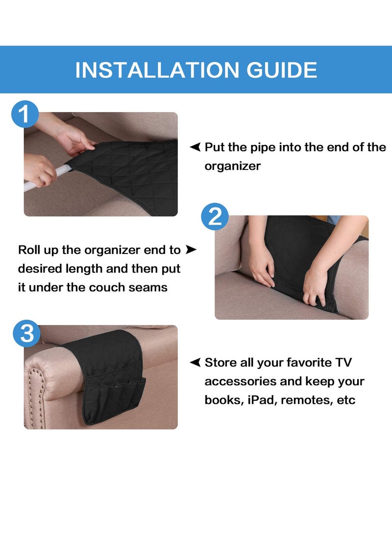 Sofa Armrest Organizer Couch Arm Chair Caddy Sofa Cover Remote Control Magazine Book Smart Phone Tablet Storage Non Slip Holder for Home Bedroom Office Hotel  - Image 5