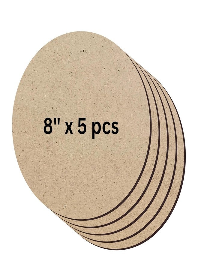 GreyArt Round MDF Art Board 8 inch, Circle MDF Pine Wood Sheet 3mm, Used for Craft, Painting, Mandala, Resin, Lippan Art, Decoration, Cake Base, Children Creativity DIY Set (Pack of 5) - Image 1