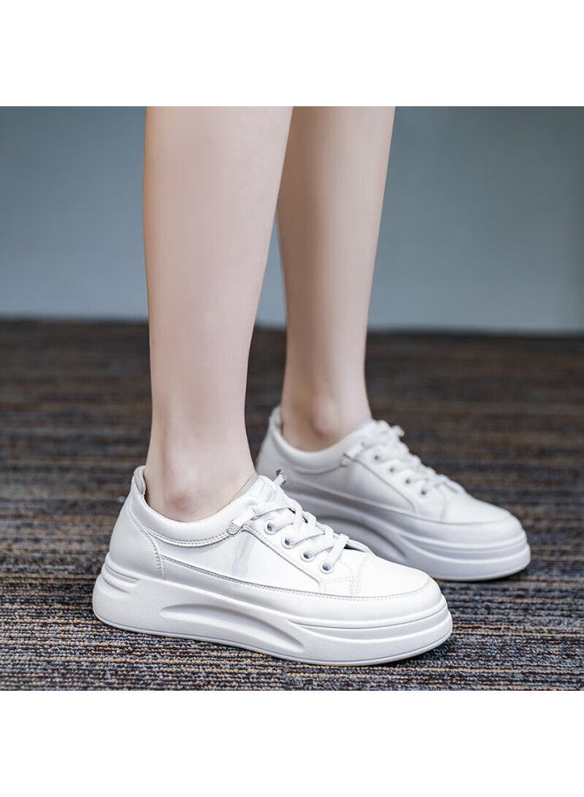 Daphne Thick-soled White Shoes For Women Spring And Autumn Increase In Height Sports Shoes Lightweight Versatile Casual Women's Shoes Grey Size 40 - Image 3