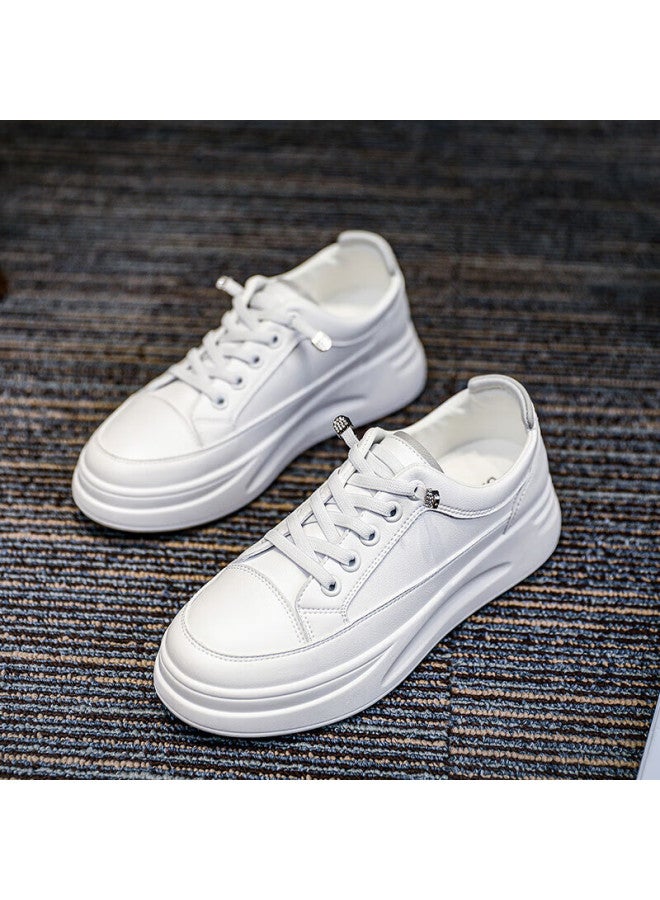 Daphne Thick-soled White Shoes For Women Spring And Autumn Increase In Height Sports Shoes Lightweight Versatile Casual Women's Shoes Grey Size 40 - Image 5