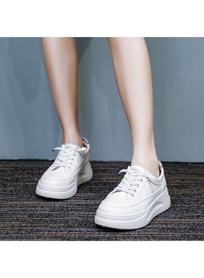 Daphne Thick-soled White Shoes For Women Spring And Autumn Increase In Height Sports Shoes Lightweight Versatile Casual Women's Shoes Grey Size 40 - Image 2