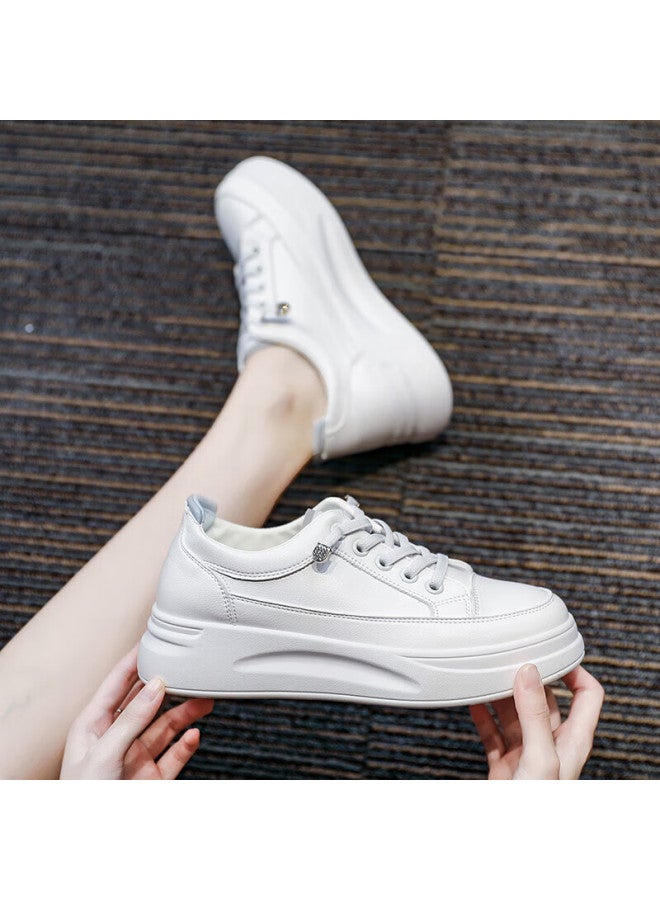 Daphne Thick-soled White Shoes For Women Spring And Autumn Increase In Height Sports Shoes Lightweight Versatile Casual Women's Shoes Grey Size 40 - Image 1