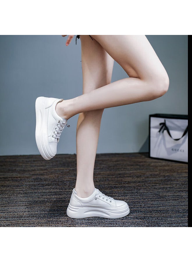 Daphne Thick-soled White Shoes For Women Spring And Autumn Increase In Height Sports Shoes Lightweight Versatile Casual Women's Shoes Grey Size 40 - Image 4