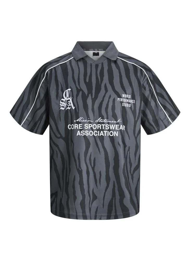 JACK & JONES Black zebra Football Crew Neck T-Shirt for Men | Best Price UAE
