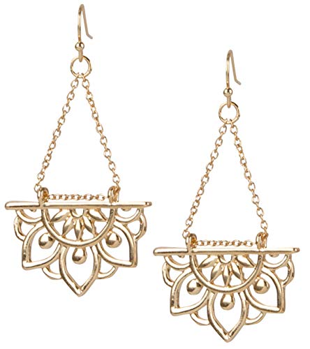 SPUNKYsoul New Beginnings Lotus Flower Antique Silver or Gold and Patina Boho Chic Tribal Ethnic Fishhook Dangle Earrings for Women Gift (Gold) - Image 5
