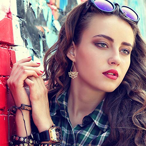 SPUNKYsoul New Beginnings Lotus Flower Antique Silver or Gold and Patina Boho Chic Tribal Ethnic Fishhook Dangle Earrings for Women Gift (Gold) - Image 2